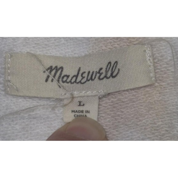 Madewell women's beige/white tie dye crewneck crop sweatshirt sz. L 100% cotton - Picture 3 of 12